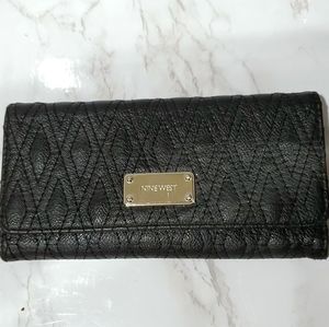 Nine West Wallet Black Faux Leather Tri-Fold Walle
